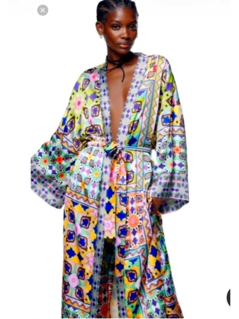 Women's Zara Printed Kimono Size XS Yellow Multicolor